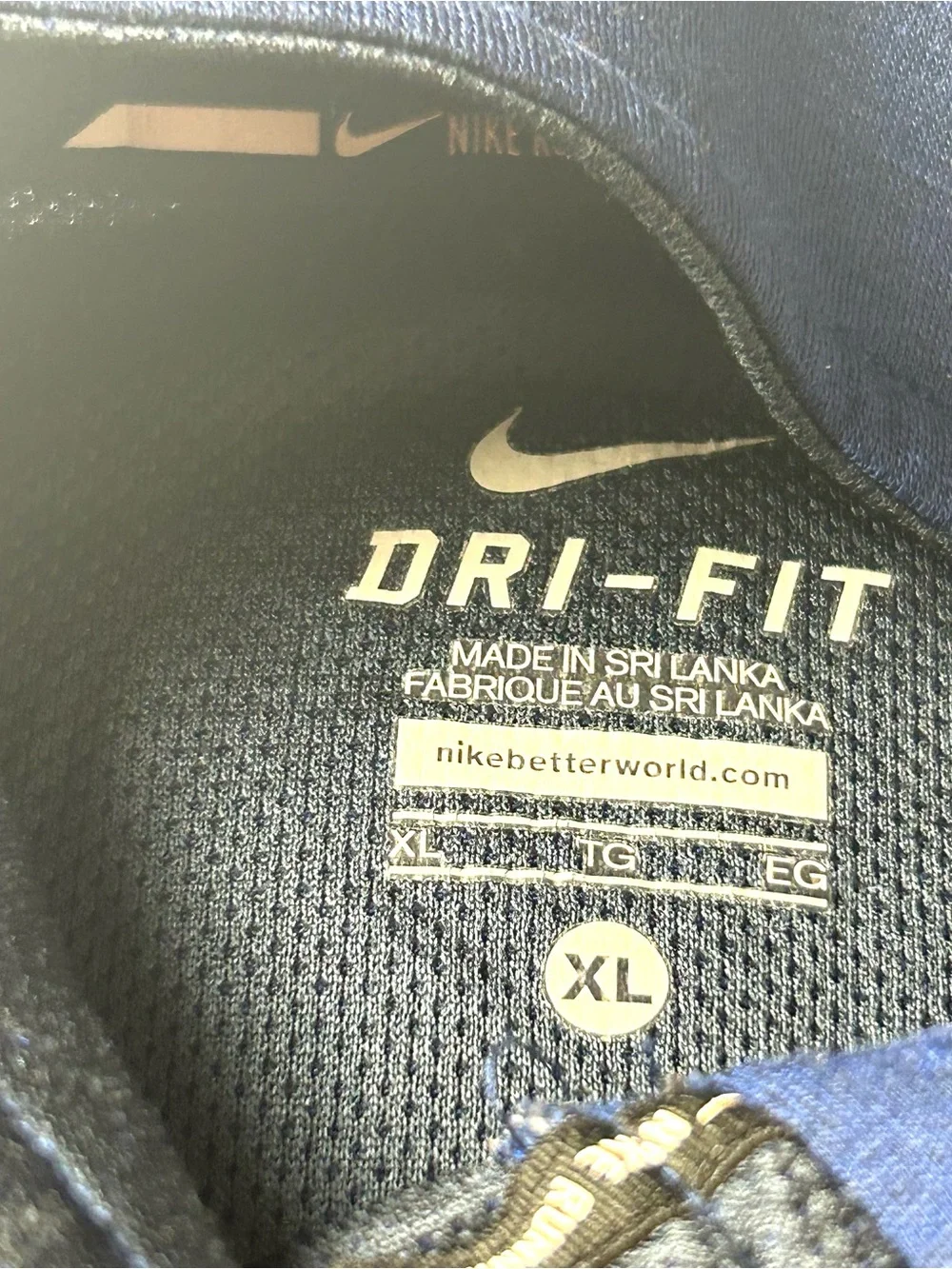 Nike Dri-Fit Men's Blue Long Sleeve 1/4 Zip Lightweight Activewear Top Size XL